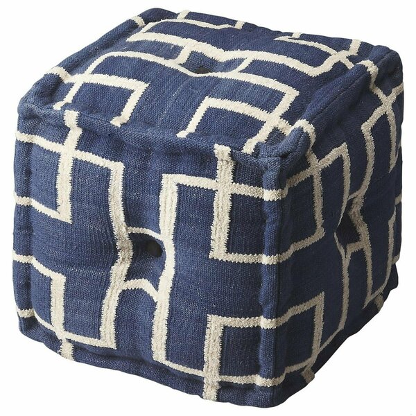 Homeroots 16 x 16 x 16 in. Blue Square Cotton Pouf Ottoman 388968